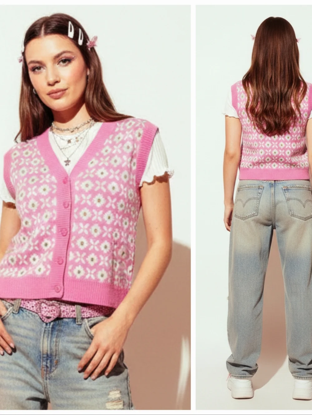 NWT Sunday Best S Y2K Barbie Coquette Girl Cottagecore Wool Blend Knit Vest - Picture 3 of 16